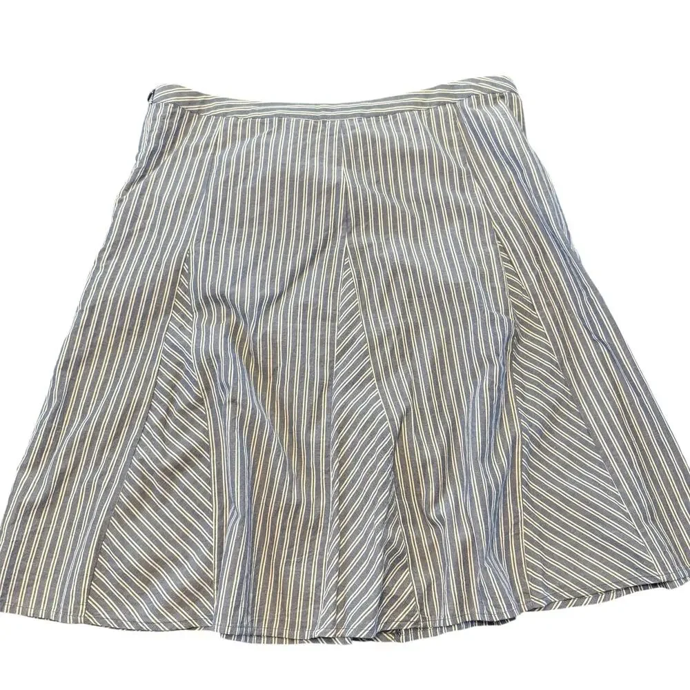 Merona Women's skirt, a-line, blue white stripes midi length, cotton, Size 14